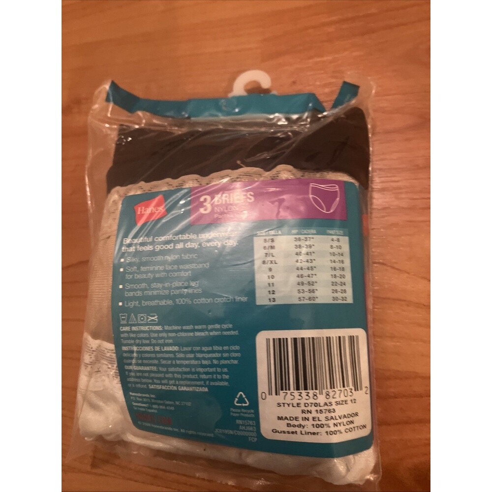 Hanes 3-Pair Women's Nylon Briefs Underwear Panties Wedge Free Size 12 - Picture 9 of 12